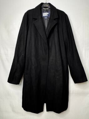 Lands' End Coat Long Black Wool Lined Work Winter Plus Size Petite 12T 22WP